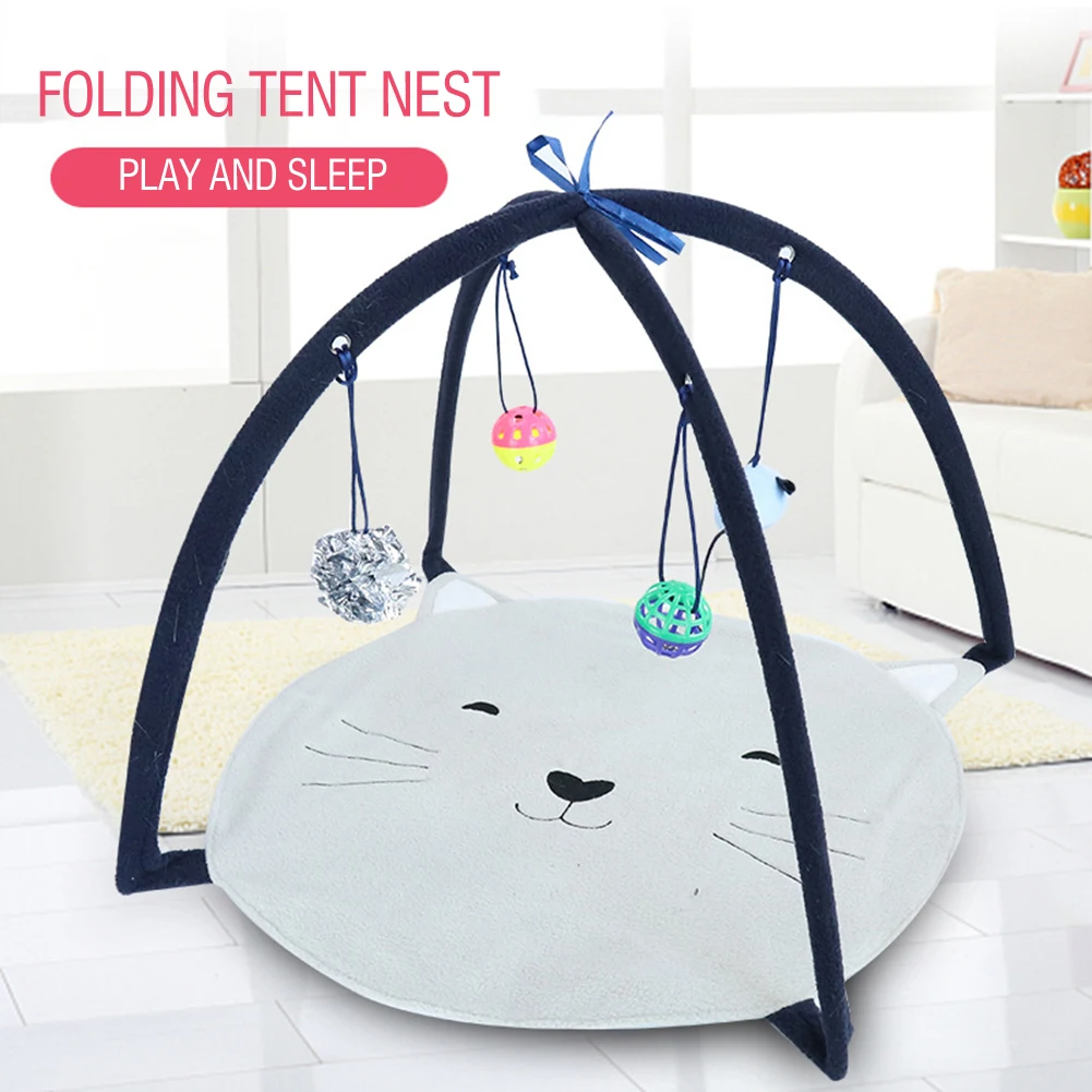 Portable  Pet Cat Toys Interactive DIY House Foldable Tent Funny Cat Mat Bed Funny Cute Sleeping Mats for Cat Hanging with Ball cat teething toys