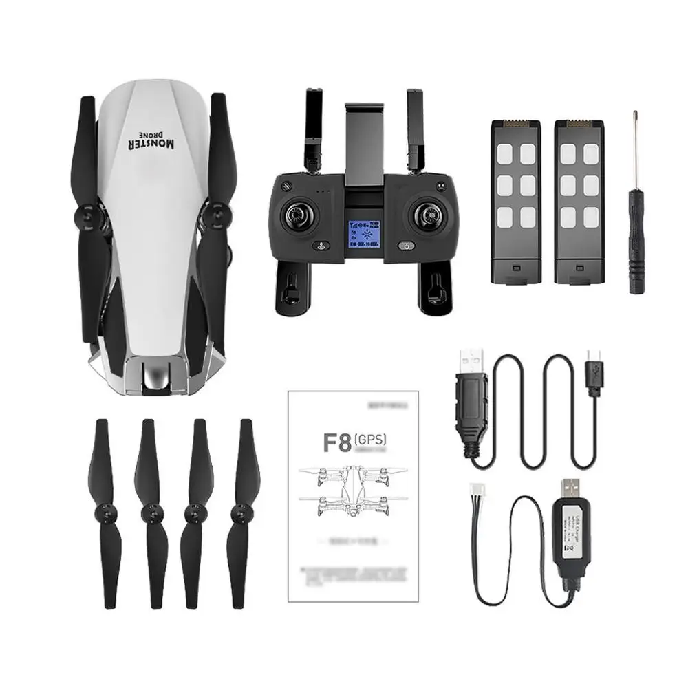 F8 gps складной Радиоуправляемый Дрон 120 градусов 1080P WiFi HD регулируемая камера бесщеточный мотор автоматический возврат Радиоуправляемый вертолет - Цвет: 2K 2pcs battery