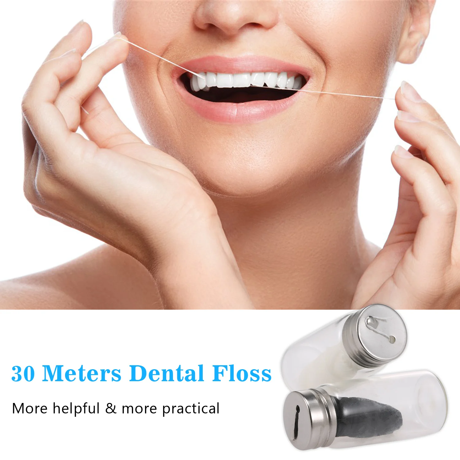 30 метров зубная нить с многоразовой стеклянной бутылкой катушки зубной нити уход за зубами зубные нити для гигиены полости рта нитей