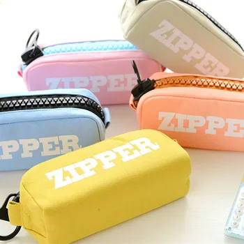 

Big Zipper Pencil Case Creative Canvas Large Pen Box Kawaii Pencilcase for Girl Gifts Bags Cute School Stationery Supplies Etui