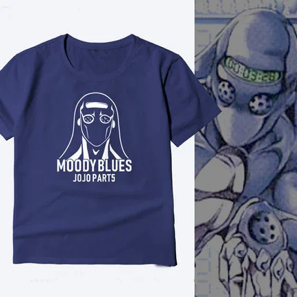 Джоджо невероятное приключение футболка аниме Moody Blues T рубашка мужская мода одежда короткий рукав футболки топы