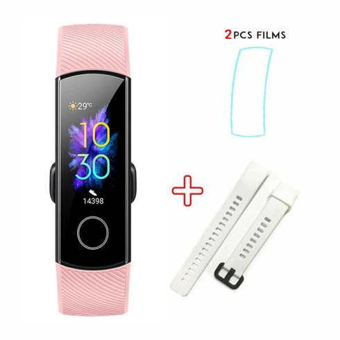 add white strap film huawei Honor Band 5 Смарт-браслет Oximeter AMOLED сенсорный цветной экран плавание осанка Обнаружение 5ATM водонепроницаемый Honor Band - Цвет: add white strap film