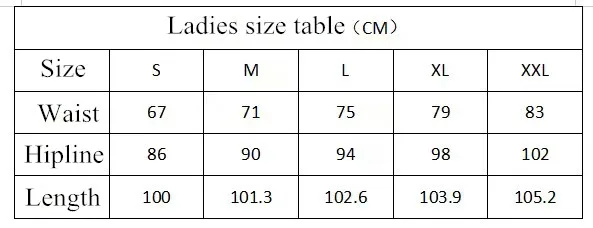 女 长裤 Ladies size table