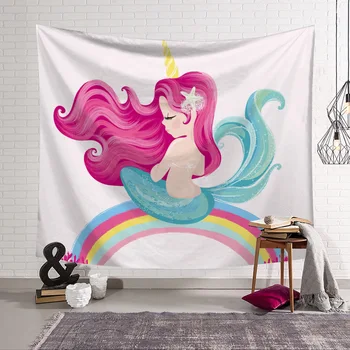 

Cartoon Mermaid Tapestry 3D Printing Tapestrying Rectangular Home Decor Wall Hanging 02
