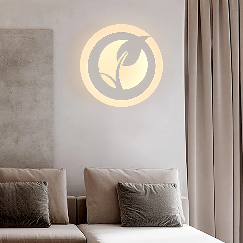 16W Led Wall Lamp bedroom bedside light acrylic white black round indoor lamp corridor balcony aisle living room wall light 220V