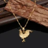 Gold Color Animal There-dimensional Rooster Chicken Pendant Women Necklaces 5