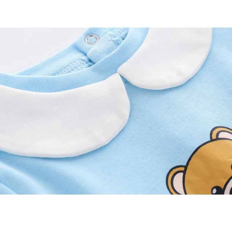 Одежда для новорожденных Одежда для маленьких девочек Комбинезон для маленьких мальчиков+ шапочка+ нагрудник, комплект одежды из 3 предметов, детский мультяшный медведь, Комбинезоны
