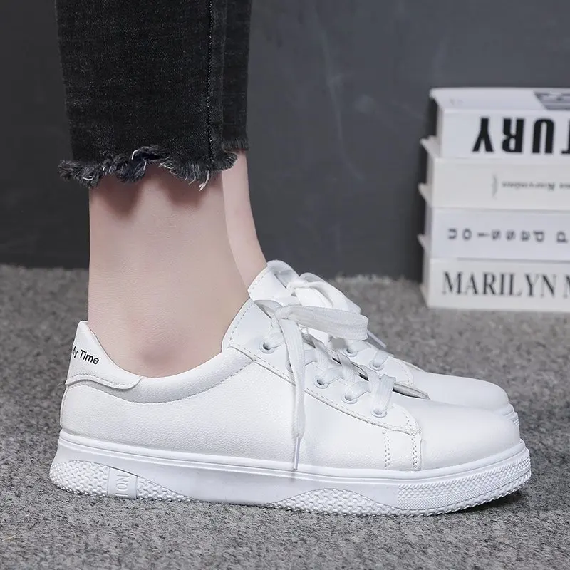 

Fashion Women Shoes White Pu Leather Women Chunky Sneakers White Shoes Lace Up Platform Women Casual Shoes Comfort Breathable