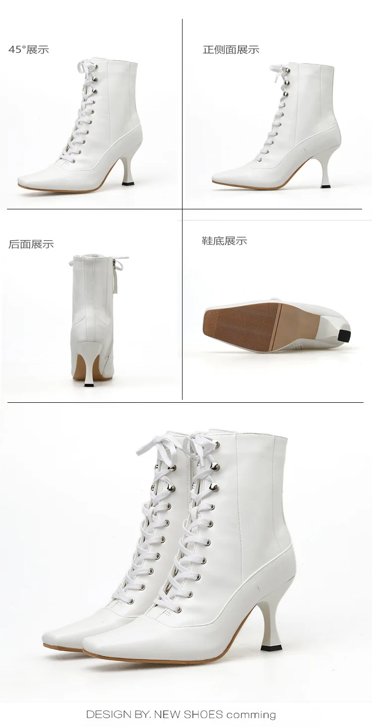 Женские ботинки «Челси» смешанных цветов в европейском стиле модные ботинки с квадратным носком и перекрестной шнуровкой на тонком каблуке; гладиаторы до середины икры; botines mujer