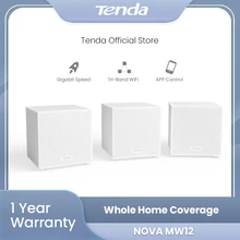 Tenda MW12 AC2100 Whole Home Mesh Wireless WiFi System with Tri-band WiFi Wireless Router and Repeater, APP Remote Manage