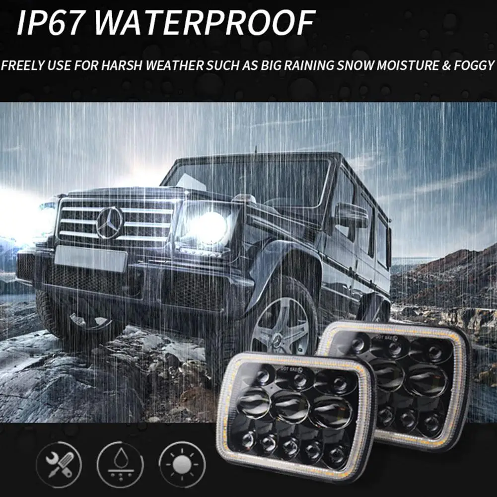 7 дюймов для Jeep Wrangler 500 Вт 30000LM светодиодный фары 5X7/7X6 светодиодный луч фары светодиодный фонарь ангельские глазки с Halo