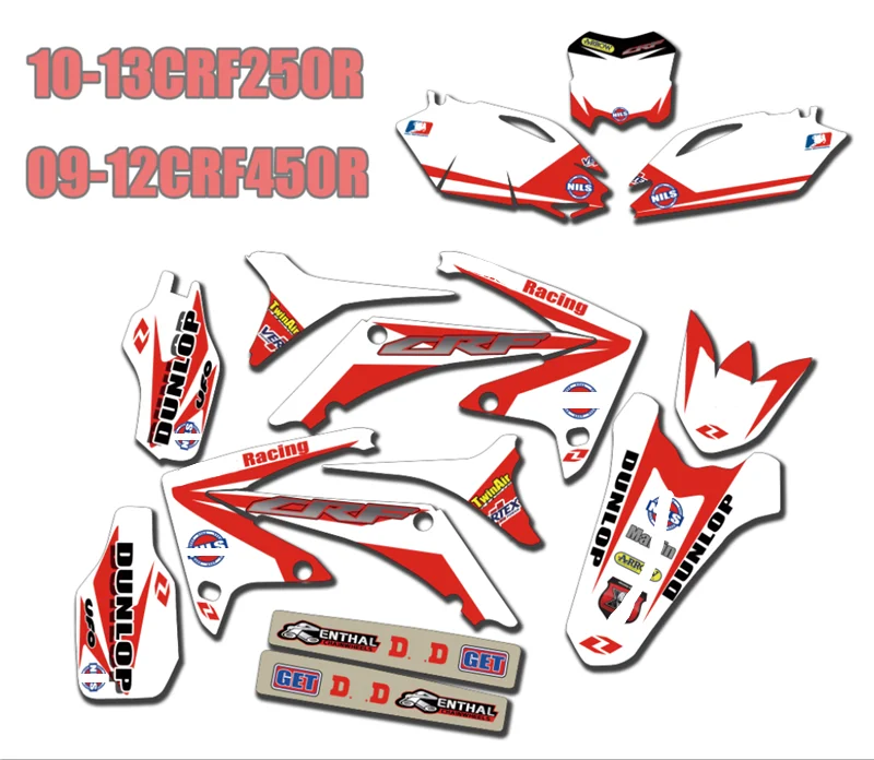 CRF250R 2010-2013 полный команда обтекатель Графика наклейки по индивидуальному заказу для CRF450R 2009-2012 персонализированного деко Комплект CRF250 450 R