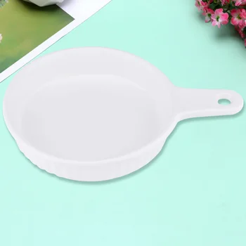 

1Pc Ceramic Tableware Round Baking Pan Delicate Ovenware with Single Handle Food Container for Home Kitchen Restaurant (White)
