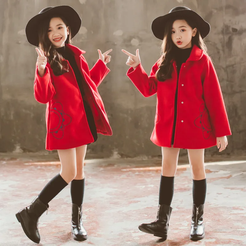 Коллекция 2019 года детские куртки для девочек зимнее шерстяное пальто подростков