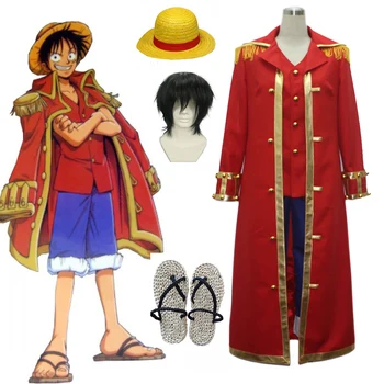 

Hot Sell Anime One Piece Monkey D Luffy Cosplay Costumes Captain Red Uniform Suit Full Set In Stock Or Custom-Make Any Size