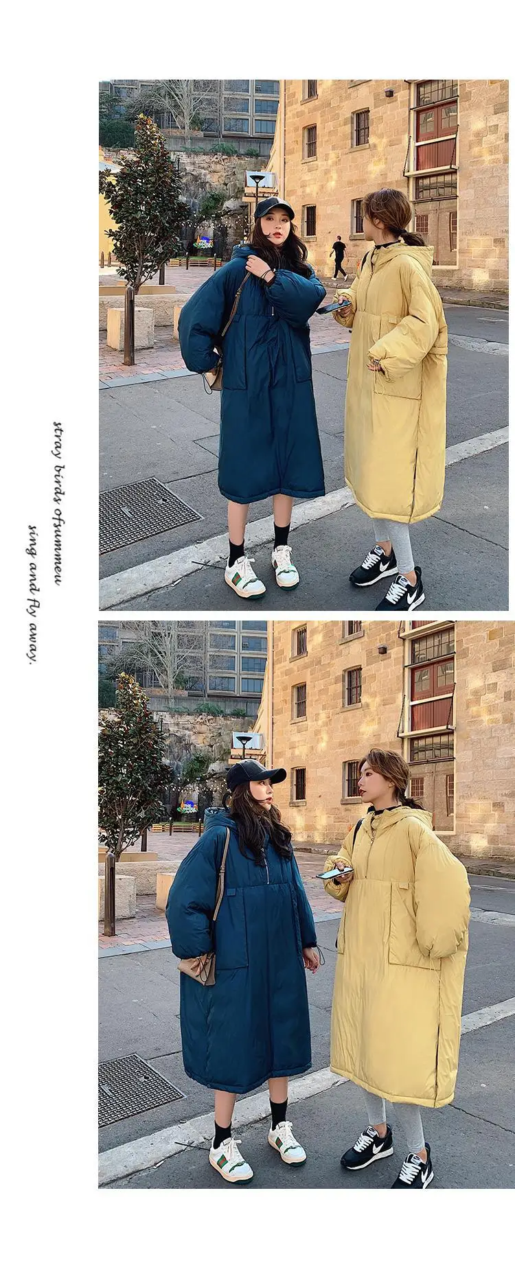 Students Thick Warm Solid Color Cotton Coat Women's Mid-length 19 Winter New Style Korean-style Loose Casual Hooded Pullover Cot