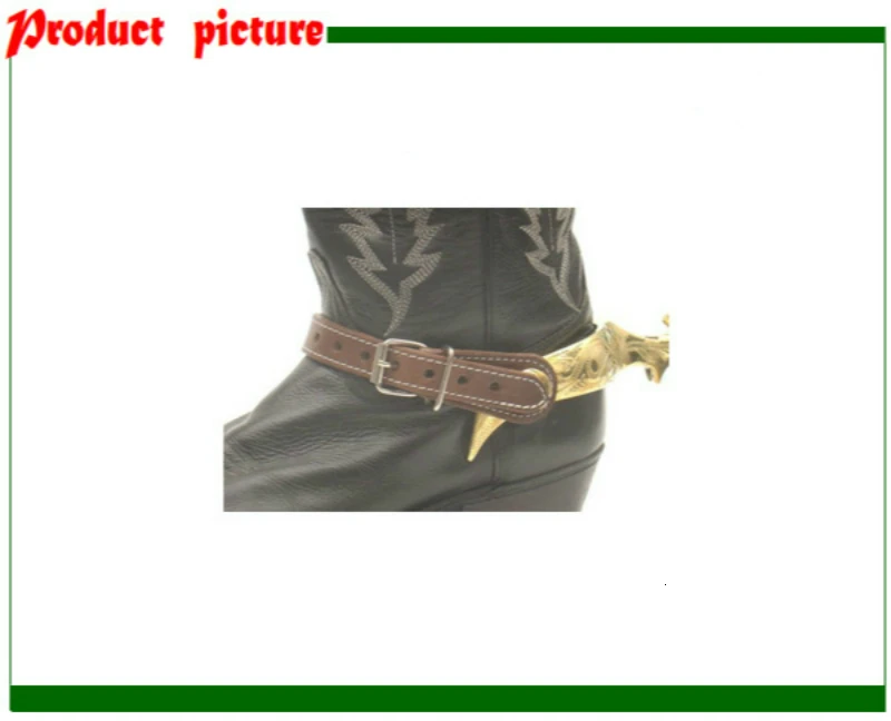 Horse Riding Bronzed Western Style Spurs Leather Belt Mild Steel Manual Carving German Silver Encrusted Western Cowboy Spur 2pcs
