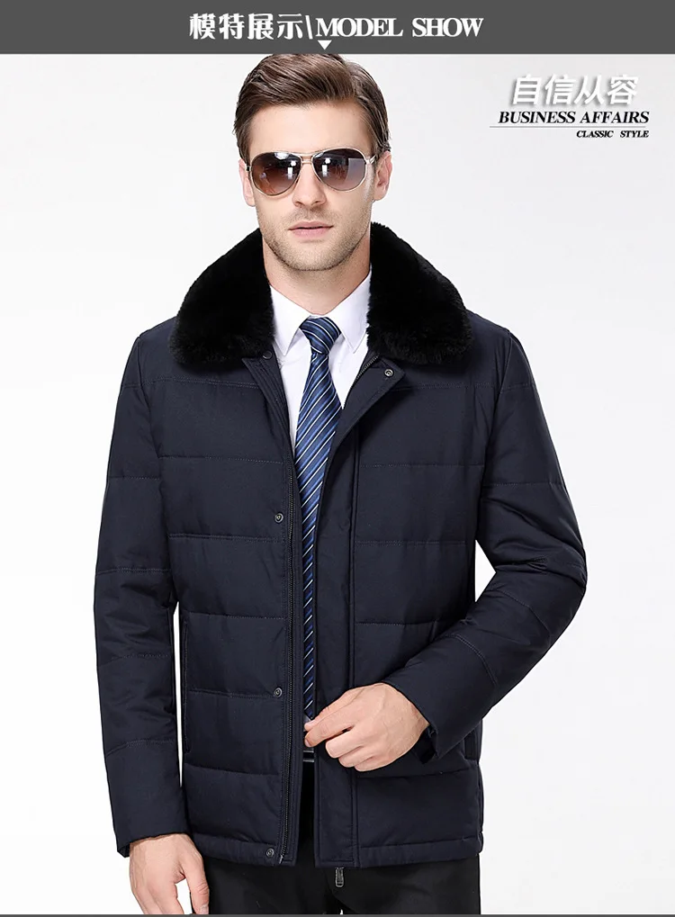 Winter New Style down Jacket Men'S Wear Middle-aged down Feather Thick Warm Men's Fox Fur down Jacket
