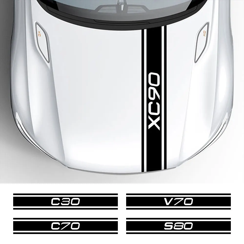 Наклейки на крышку капота автомобиля для Volvo AWD C30 C70 S40 S60 S80 S90 T6 V40 V50 V60 V70 V90 XC40 XC60 XC70