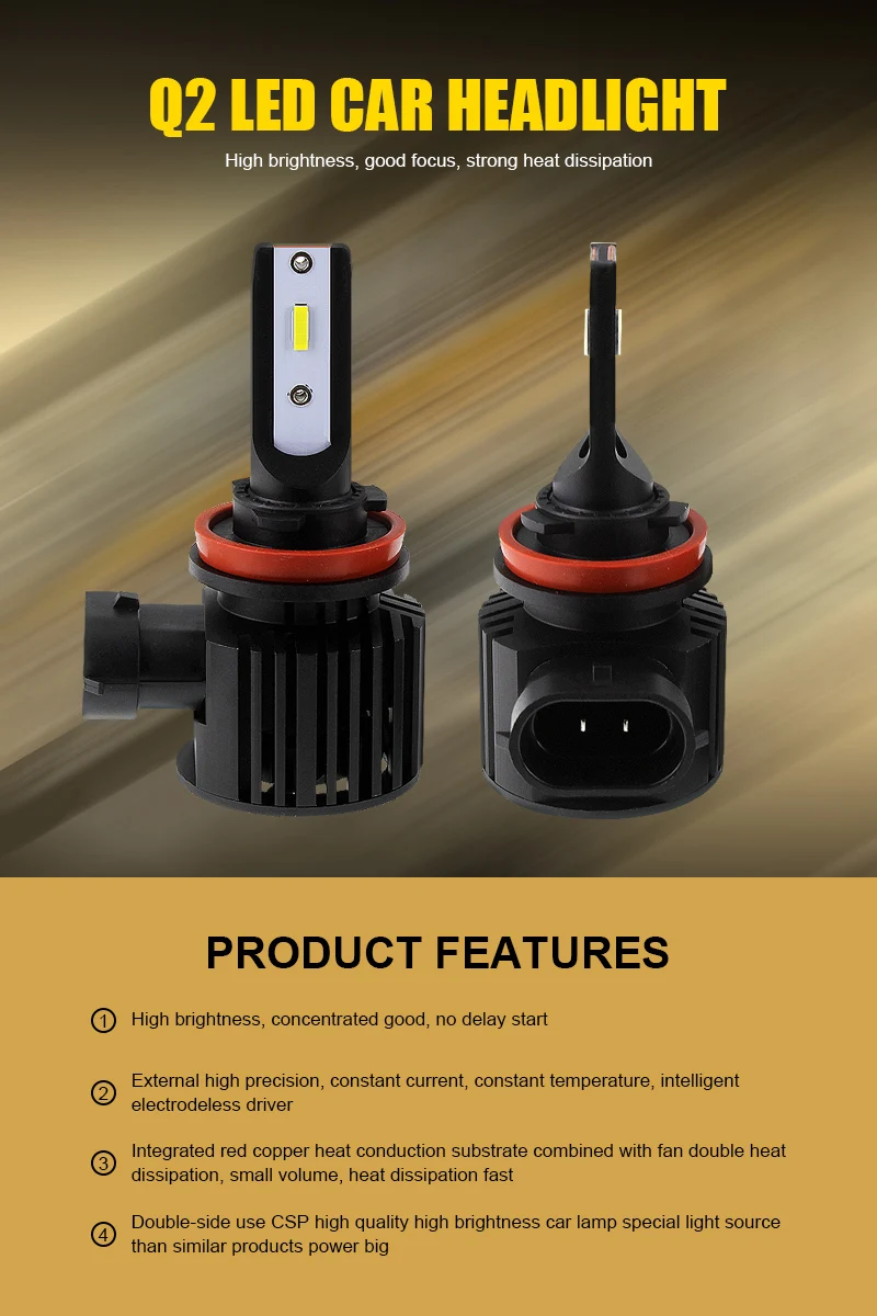 EURS Q2 H11 светодиодный головной светильник h7 led CSP 1860 чип лампы 100 Вт 10000лм Plug and play лампы для автомобиля противотуманный светильник 9005 9006 9012