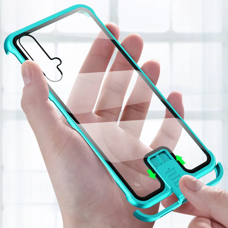 Новое поступление, чехол для телефона huawei Honor 20 Pro Funda 20 s, алюминиевый бампер, прозрачная задняя крышка из закаленного стекла