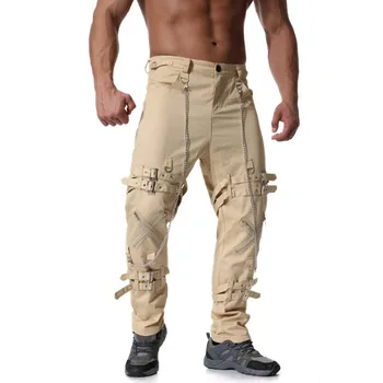 

Retro Steampunk Pants Men Spring Men Punk Rock Metal Chain Pants Hip Hop Streetwear Cargo Sweatpants Harem Joggers ME054