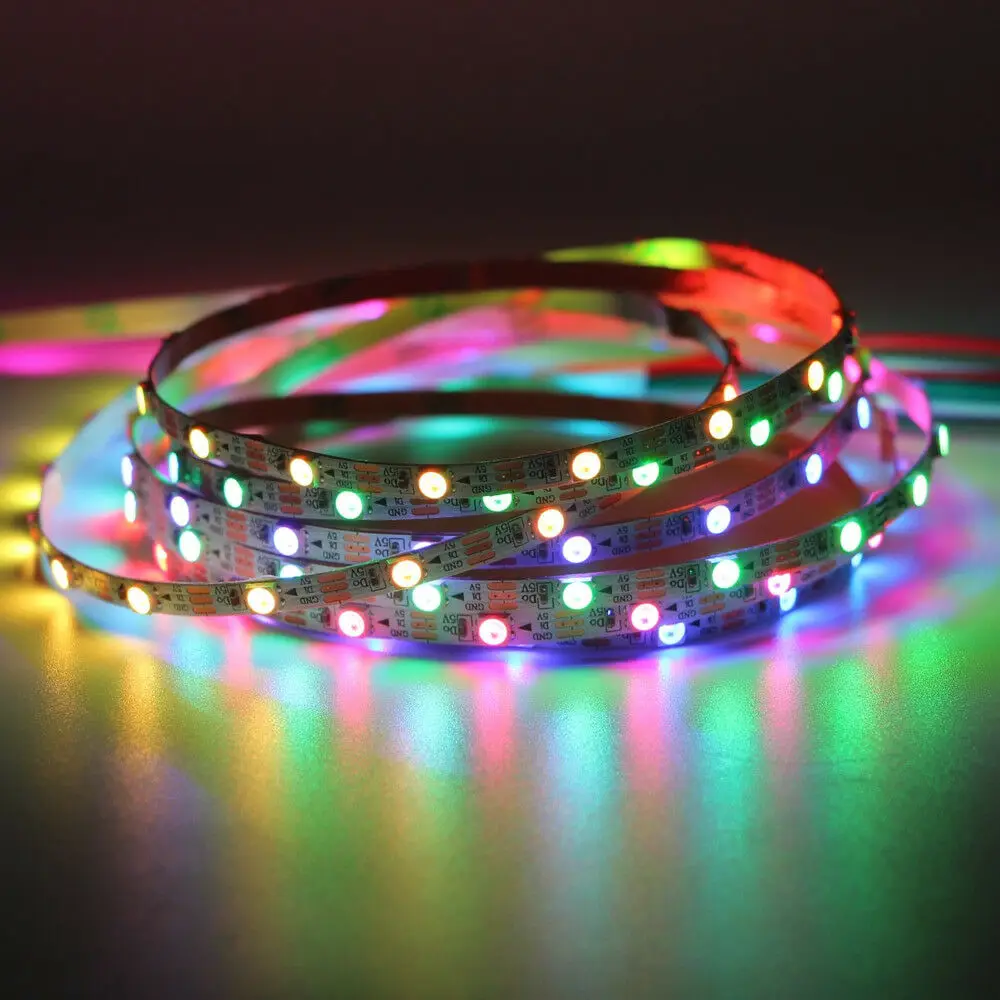 1 м SK6812 DC5V 7 мм PCB адресуемых 3535 RGB гибкий светодиодный полосы 60/144 Пиксели jk1208