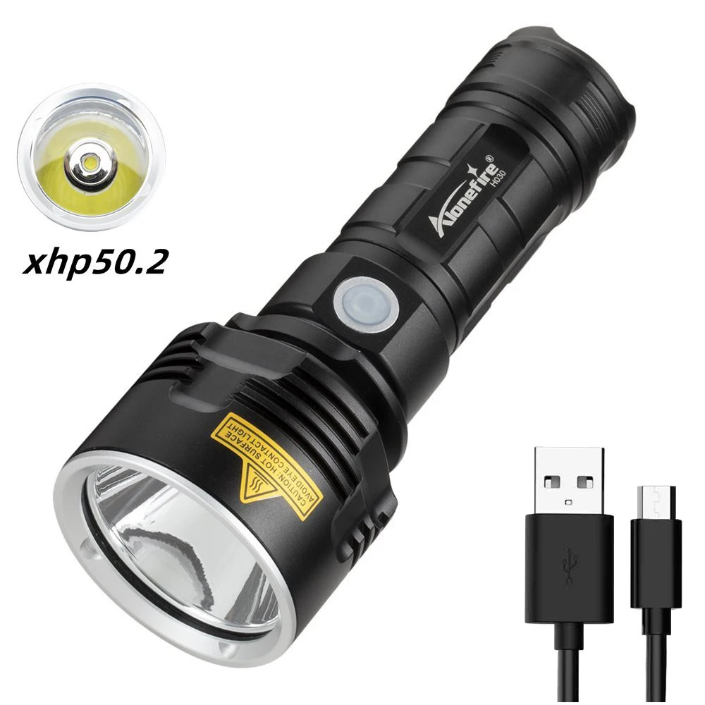 

Activefir H030 Super Powerful LED Flashlight XHP50.2 Tactical Torch USB Rechargeable Linterna Waterproof Lamp Ultra Bright Campi