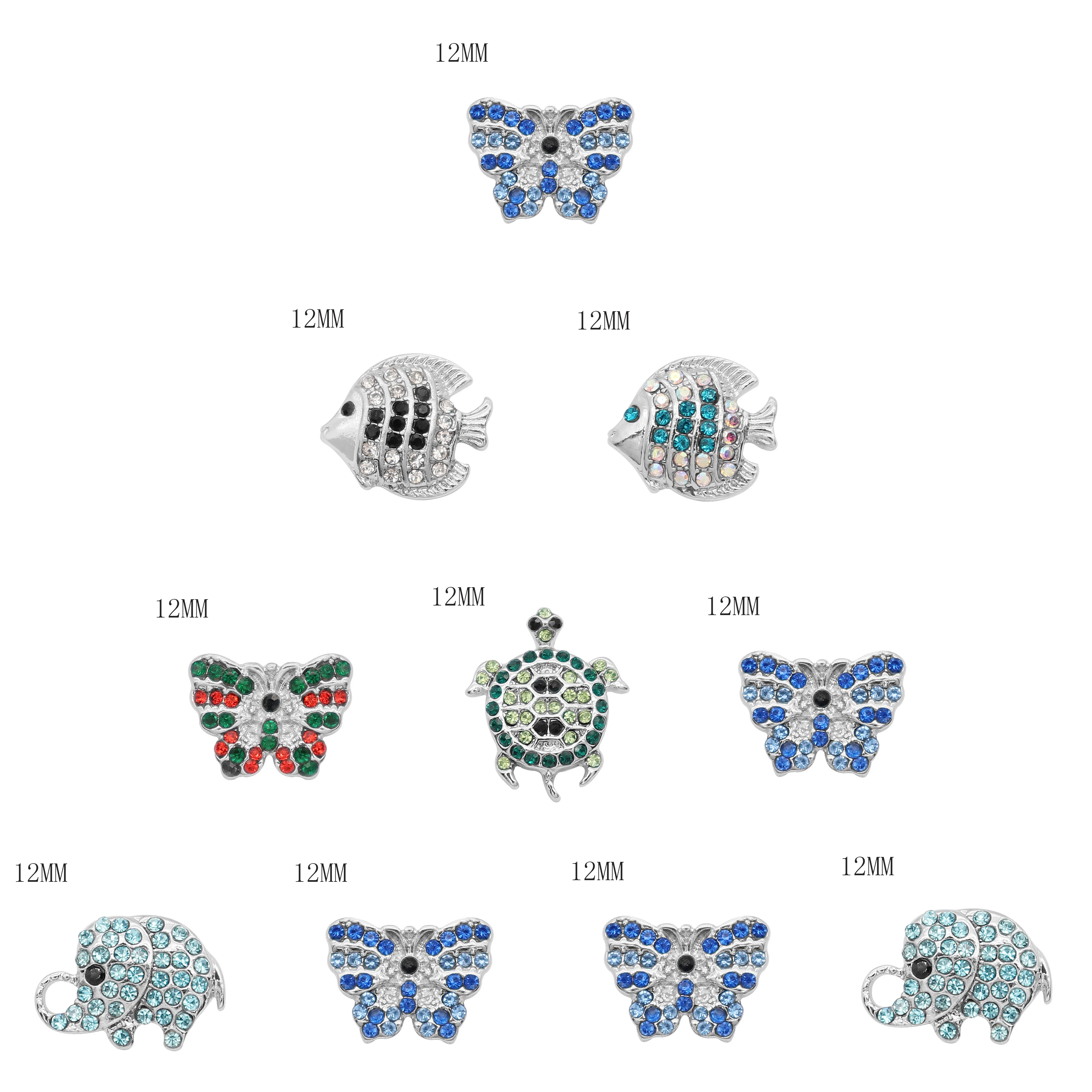 

2019 new 5pcs/lot 12MM Snap Jewelry Butterfly Elephant Fish charm Rhinestone Metal Snap Buttons Women Jewelry Vintage Jewelry