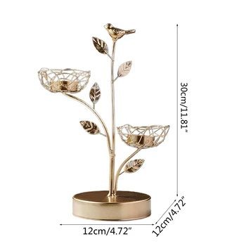 

Wrought Iron Golden Bird Aroma Candle Holder Hand Forged Romantic Decoration for Home Dining Room Display Bird's nest