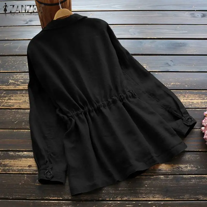 amazing  ZANZEA Women Thick Coats Jackets 2019 Autumn Winter Casual Long Sleeve Outwear Ladies Solid Strappy