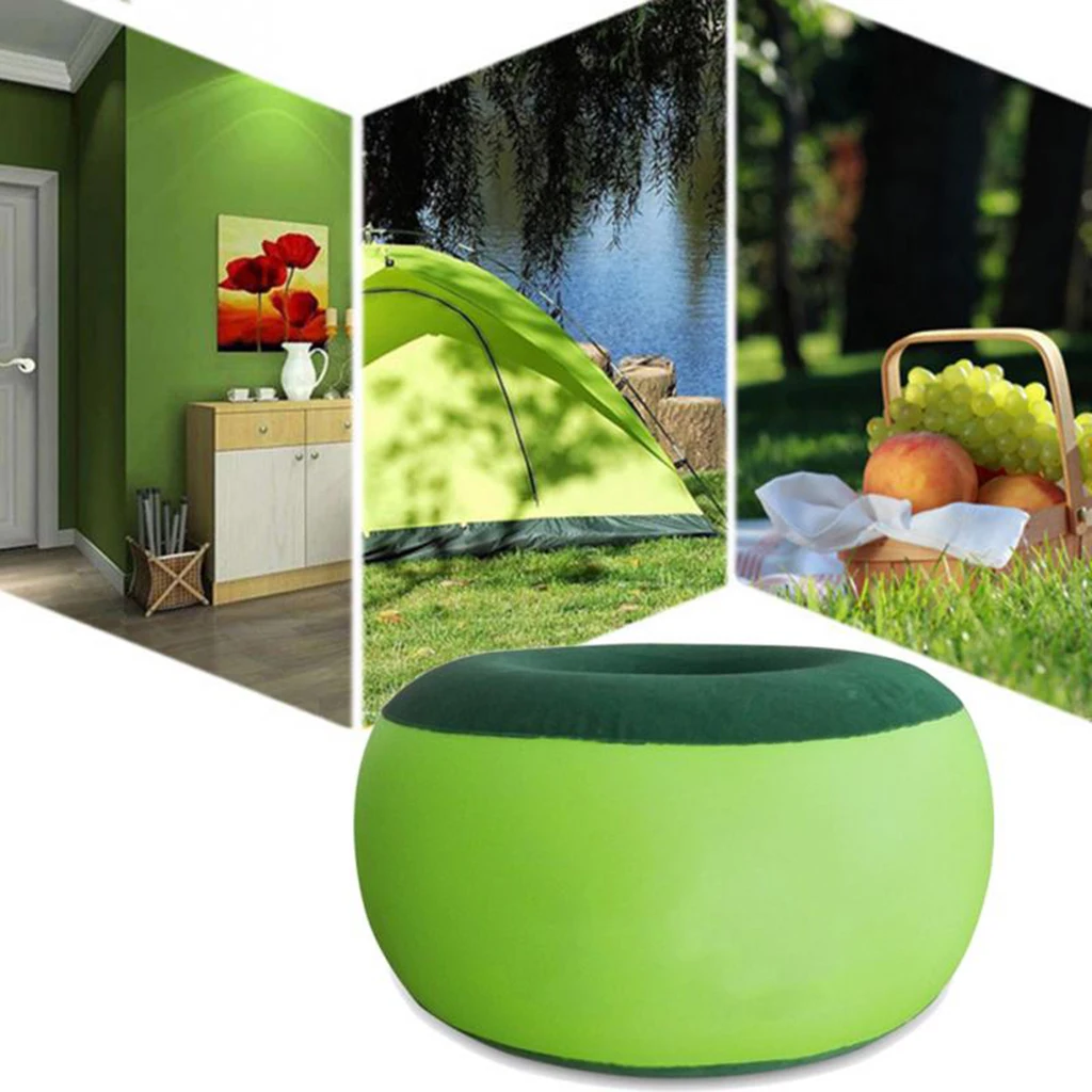 Outdoor Camping Inflatable Stool Ottoman Portable Air Chair PVC Folding Seat