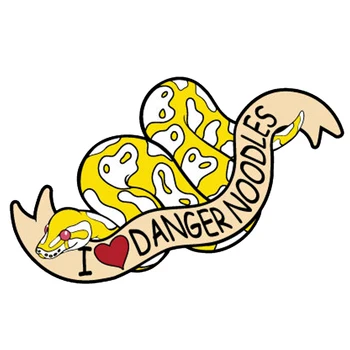 

I love danger noodles soft enamel pin Funny snake ball python enamel pin