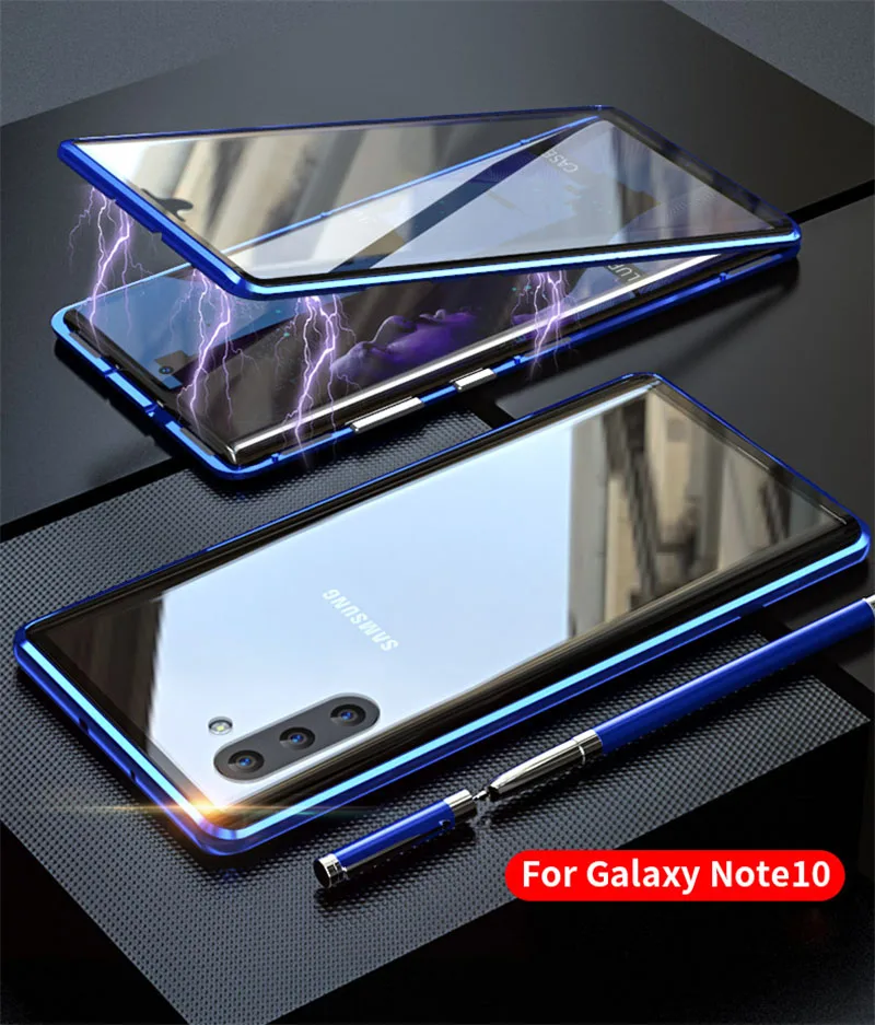 Обновление Магнето Магнитная Адсорбция металлический чехол для samsung Galaxy Note 10/Note 10 Plus+ закаленное стекло задняя крышка