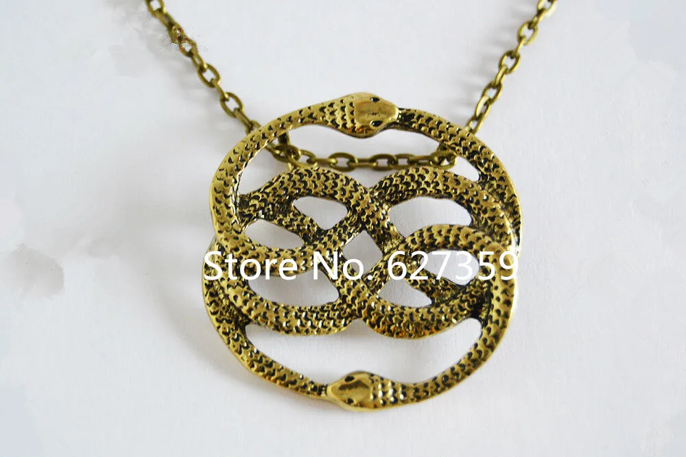 Подвеска AURYN, нескончаемая история, ожерелье в виде змеи Ouroboros, амулет, две змеи, Auryn, ювелирное изделие