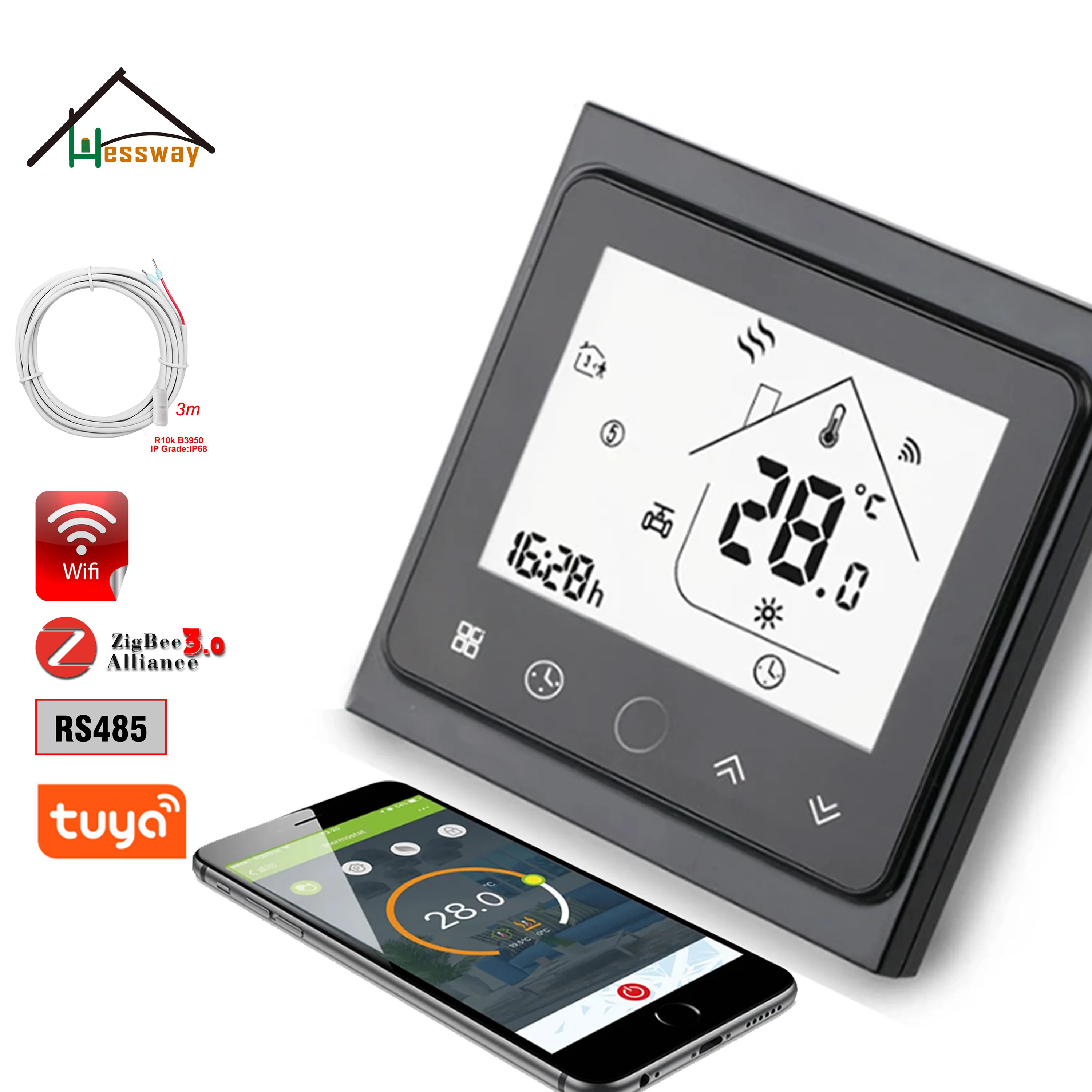 Termostato Per Riscaldamento A Pavimento "Way 220V 24V Wifi Modulo Zigbee Per Doppio Sensore Nc/No, Contatto A Secco, Interruttore Relè Di Calore Elet