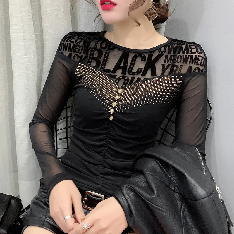 Новинка 2020 весенне осенняя Лоскутная футболка Корейская одежда сексуальные