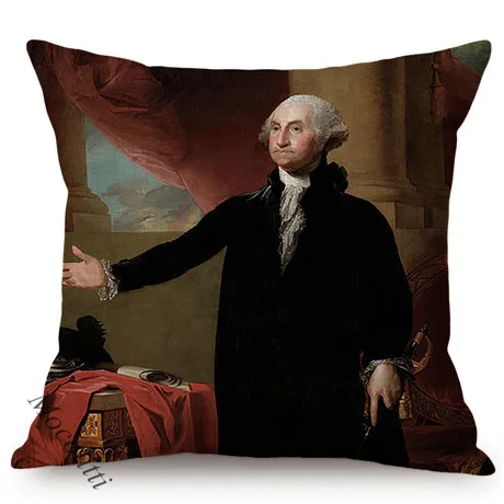 Oil Painting Art Great Celebrity General Costume Equestrian Portrait Design Sofa Throw Pillow Case Home Decorative Cushion Cover K165-6