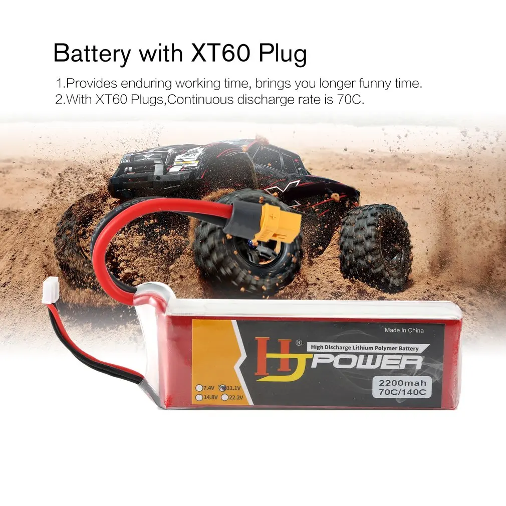 HJ 11,1 V 2200MAH 70C/30C 3S Lipo аккумулятор XT60 разъем Перезаряжаемый для RC гоночный Дрон вертолет модель автомобиля лодки