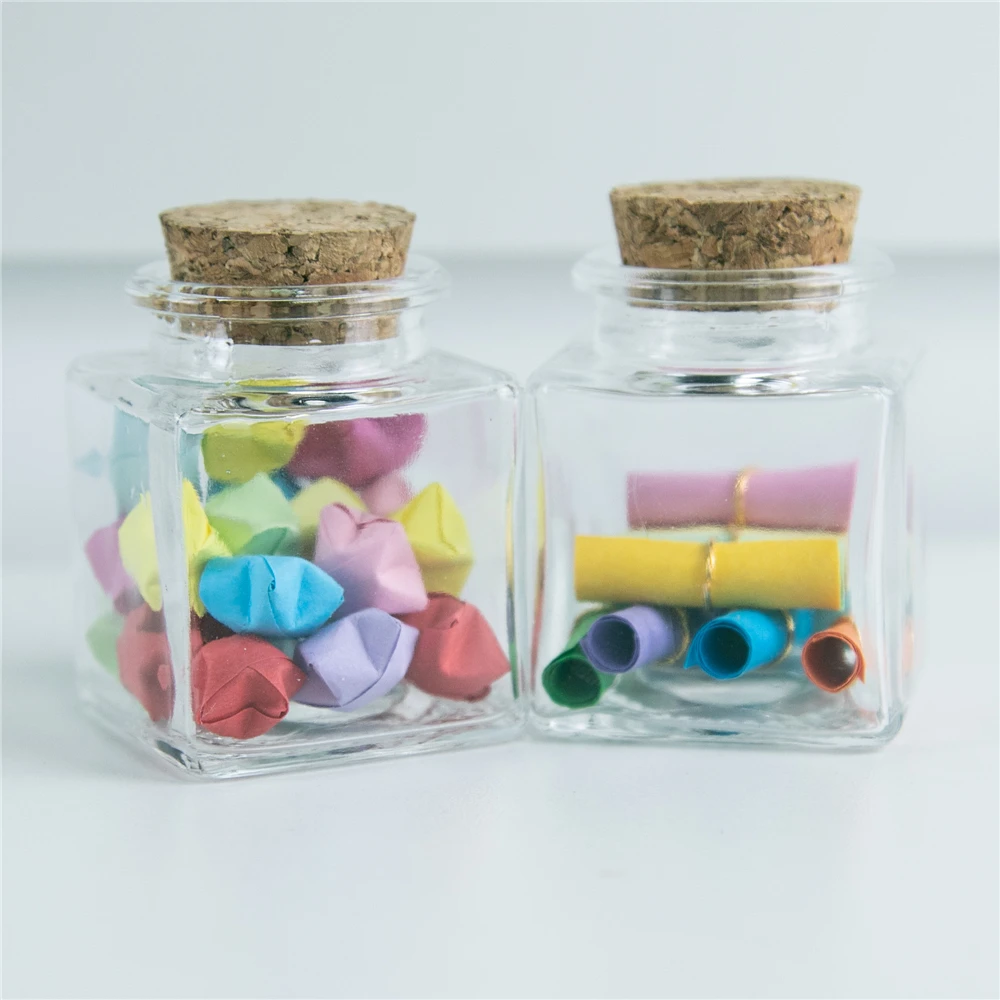 Details about   1 TINY 28x15mm Square shaped Glass Bottle with Cork for Tiny Mementos 