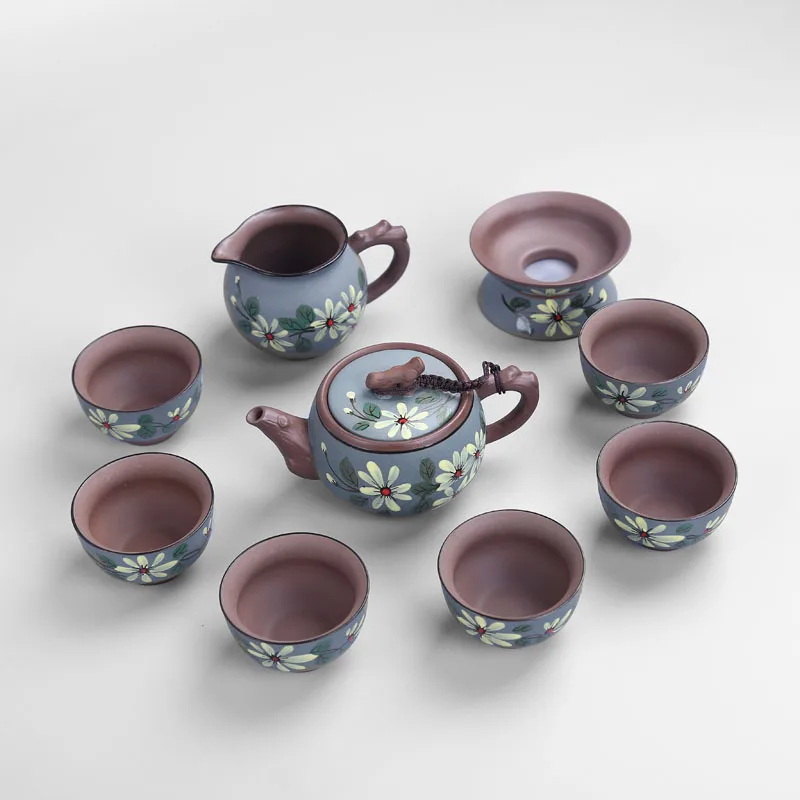 

Zisha Hand-painted Pottery Tea Set Creative Gift Kung Fu Tea Set
