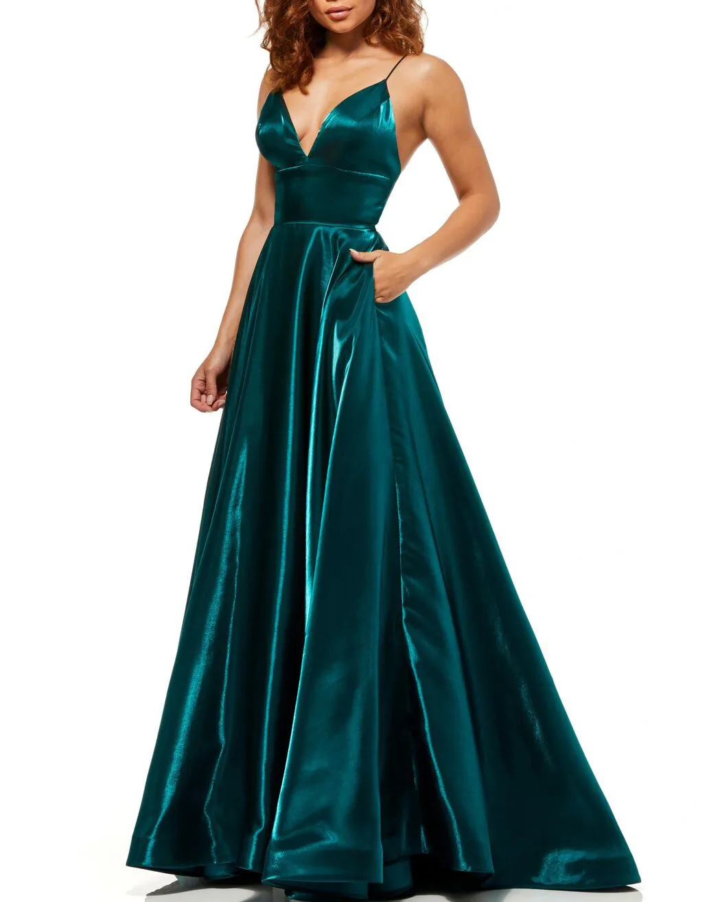 Robe De Soiree, Длинные вечерние платья с карманами,, v-образный вырез, вечернее платье, атласное, на тонких бретелях, Abiye vestido de festa