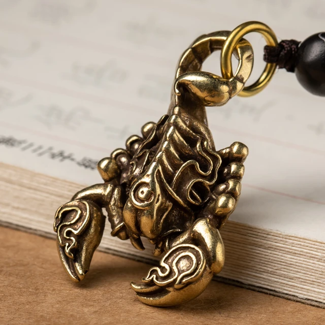 Brass Scorpion Car Keychain Pendants Retro Handmade Woven Lanyard Rope  Motorcycle Key Chain Hanging Jewelry Luxury