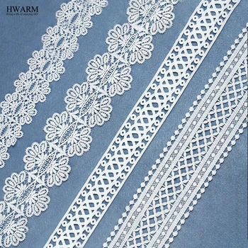 

10yard african lace fabric 2019 high quality lace trimming Elastic water-soluble lace lace delicate white hollow milk silk laces