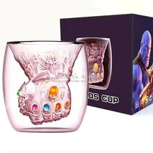 250 мл розовая стеклянная кулак чашка поставляется с прохладной маска Таноса для кофе чашки молока кружки подарки для Marvel Funs