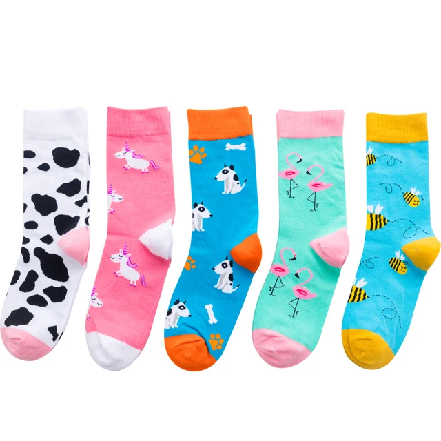 Chaussettes en coton color es pour hommes et femmes motif mignon streetwear mode nouveaut animal chien