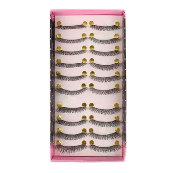 

3D Mink Hair False Eyelashes Makeup Beauty Natural Pairs Long Cross Makeup Fake Thick Black Eye Lashes False Eyelashes