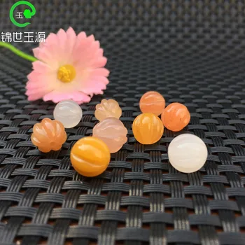 

Natural handcarve pumpkin green jade beads jade bracelet DIY lotus jade beads jade gift genuine jadeite bracelet 6pcs/lot