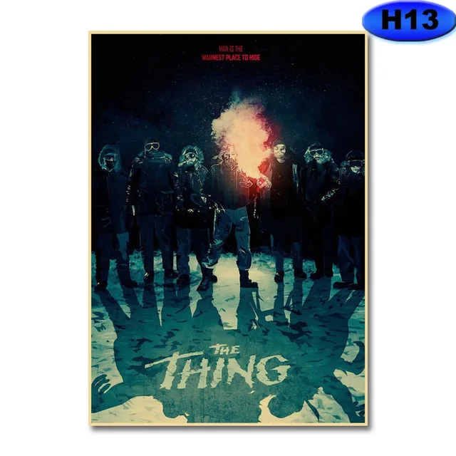 Retro Kraft Paper Movie Posters Classic Horror Movie The Thing Poster Home Decor Living Room Bar Cafe Art Painting Wall Sticker H13