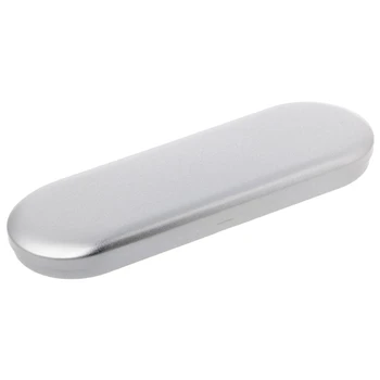 

Silver Tin Pencil Pen Case Storage Box Stationery Organizer School Office Use